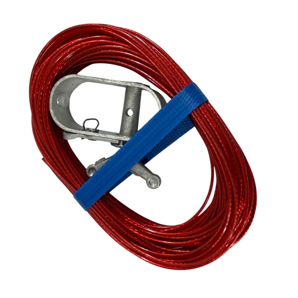24 Foot Pool Cover Cable Winch Set Red Vinyl Coated Steel Wire Tightener Kit